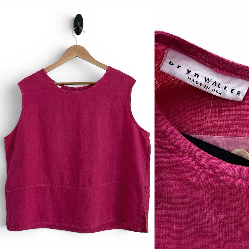 Bryn Walker Women's XL Nemesia Pink Sleeveless 100% Linen Isola Tank Top NWT